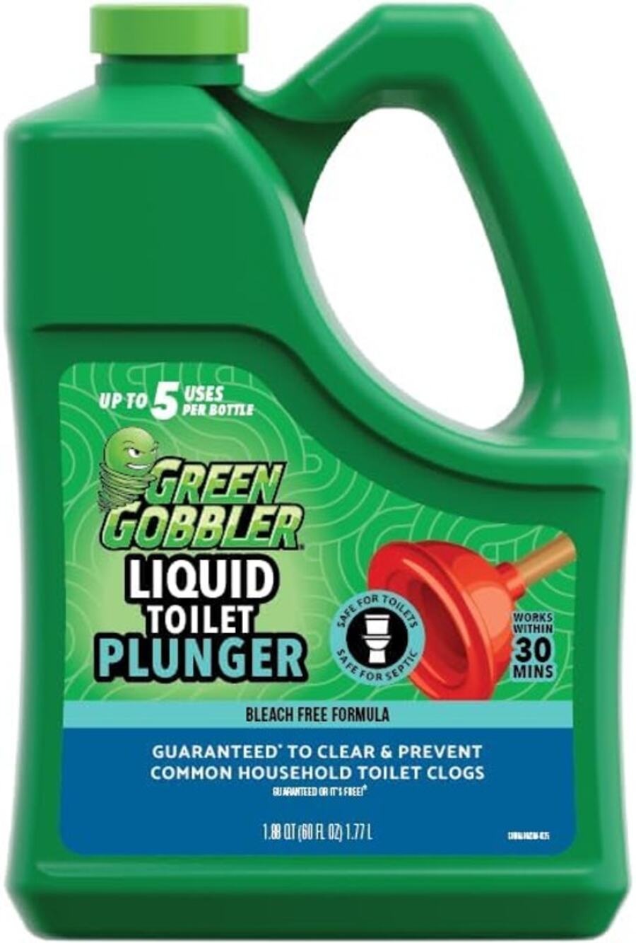 Green Gobbler Liquid Toilet Plunger | Clog Remover | Safe for Toilets and Septic